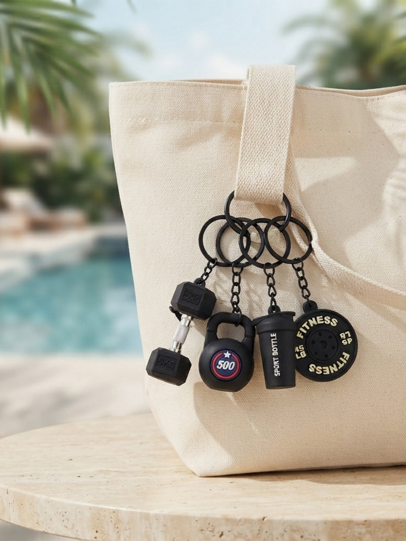 Four-piece black mini fitness keychain set | KCA085-02 | image 4