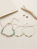 White braided three-piece bracelet set with adjustable pull cords | BRA559-01 | image 4