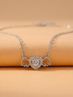 Silver-Tone Cupid Heart Necklace with zinc-alloy hardware | NA585-03 | image 4