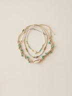 Beige braided three-piece bracelet set with adjustable pull cords | BRA587-01 | image 4