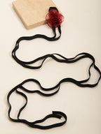 Red Lace Flower Wrap Anklet with elastic band details | JL7404-01 | image 4