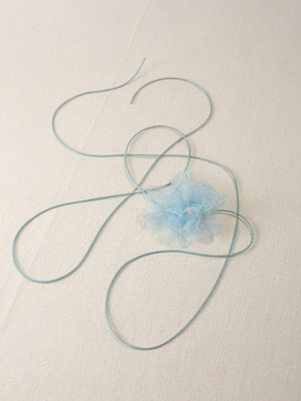 Blue Lace Flower Wrap Necklace with decorative fabric details | NA637-02 | image 4