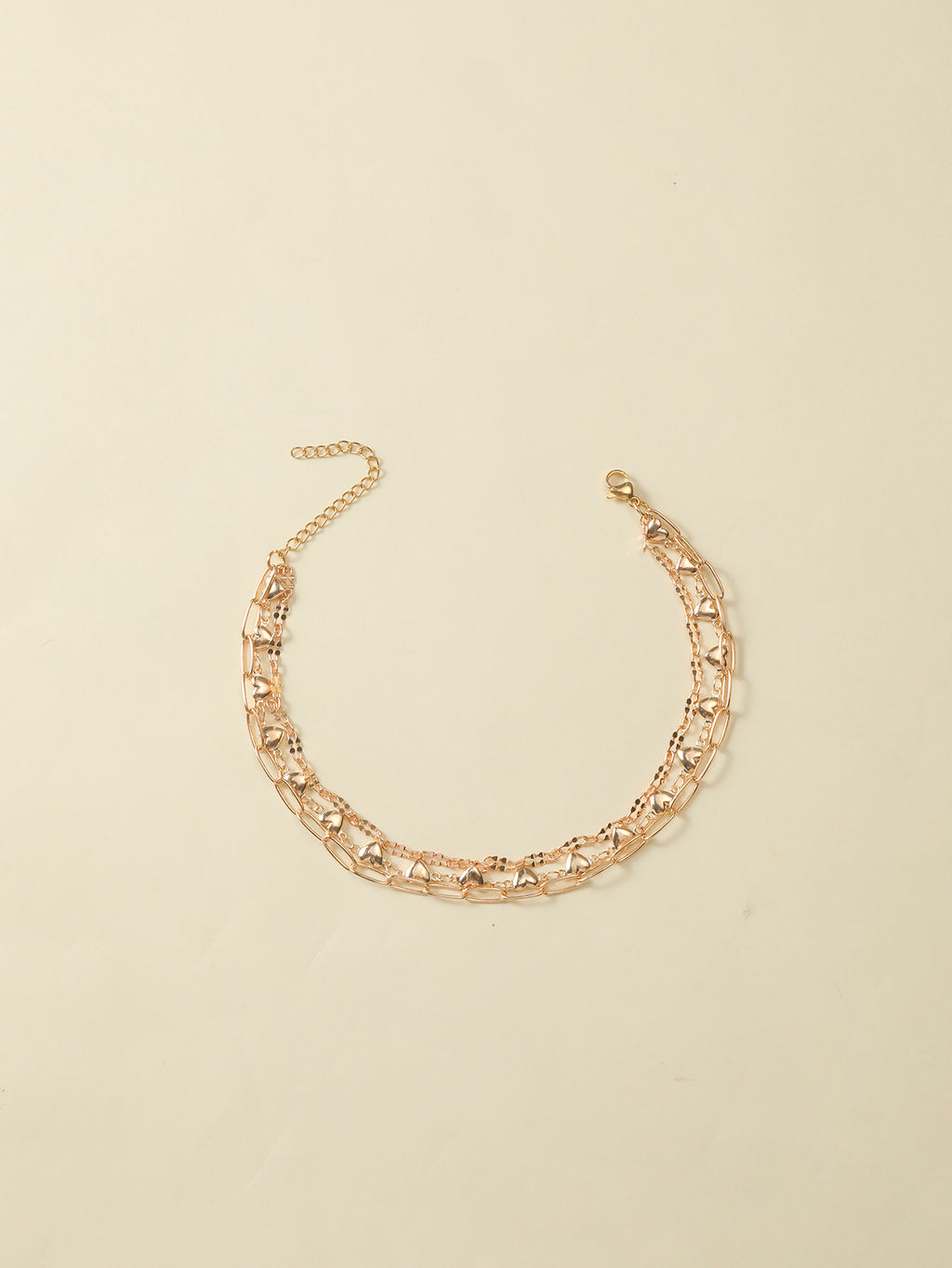 Triple-Layer Heart Charm Anklet with zinc alloy details | JL7344-01 | image 4