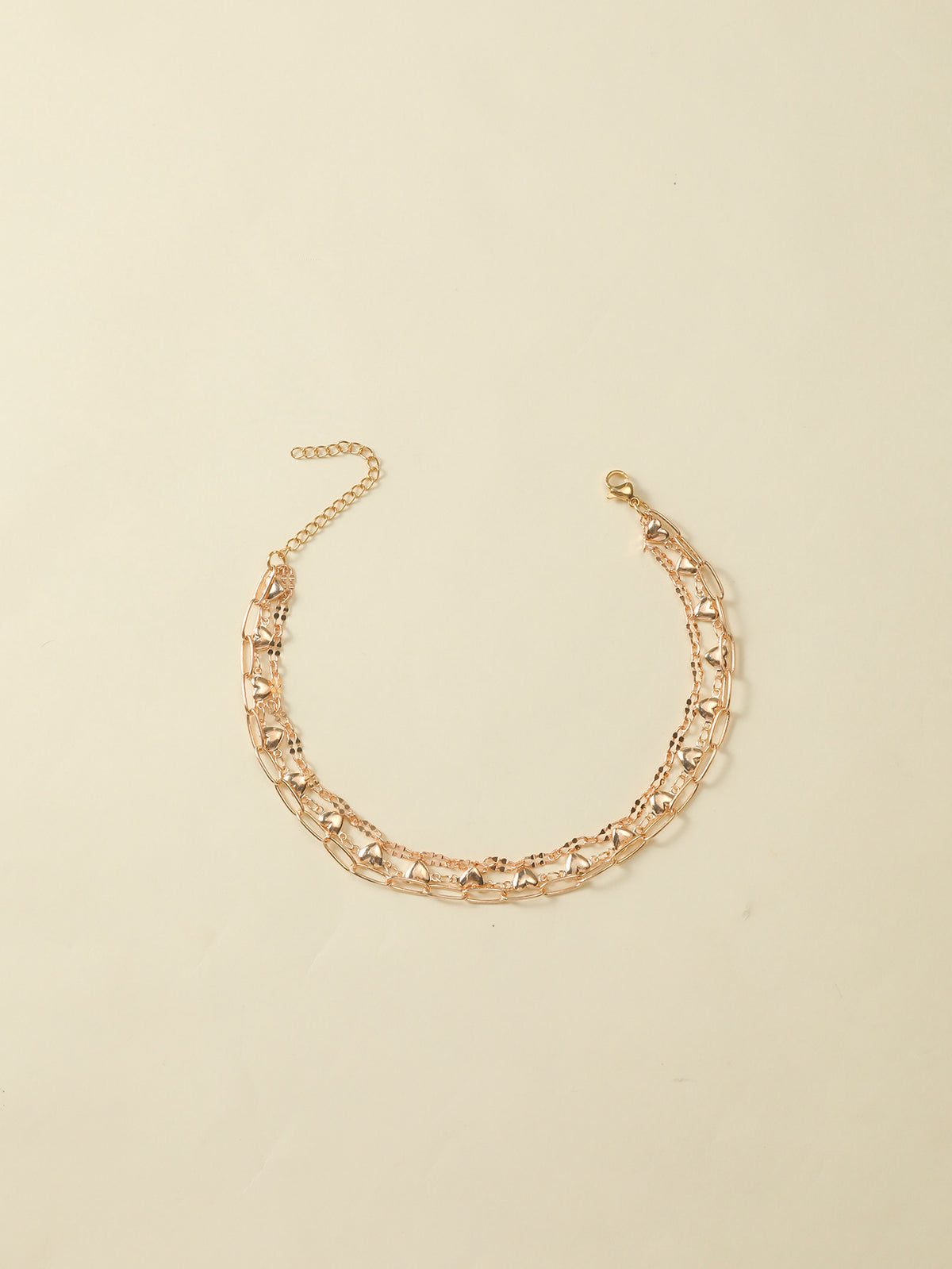 Triple-Layer Heart Charm Anklet with zinc alloy details | JL7344-01 | image 4