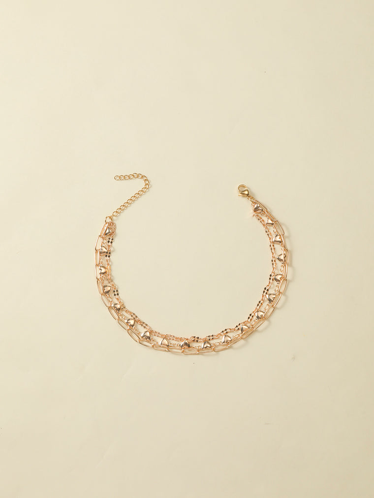 Triple-Layer Heart Charm Anklet with zinc alloy details | JL7344-01 | image 4