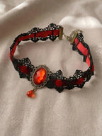 Red Gem Lace Choker with polyester fabric | N3004RED | image 4