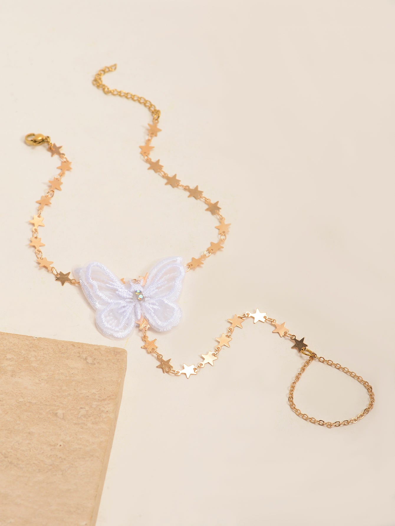 White Butterfly Star Toe Anklet with zinc alloy details | JL7399-01 | image 4
