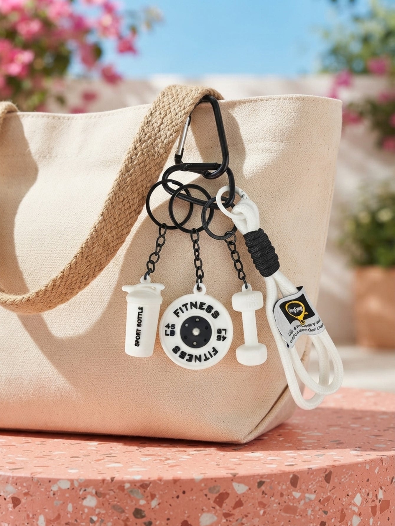 Mini barbell keychain with fitness theme | KCA085-07 | image 4