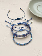 Blue braided three-piece bracelet set with adjustable pull cords | BRA512-01 | image 4