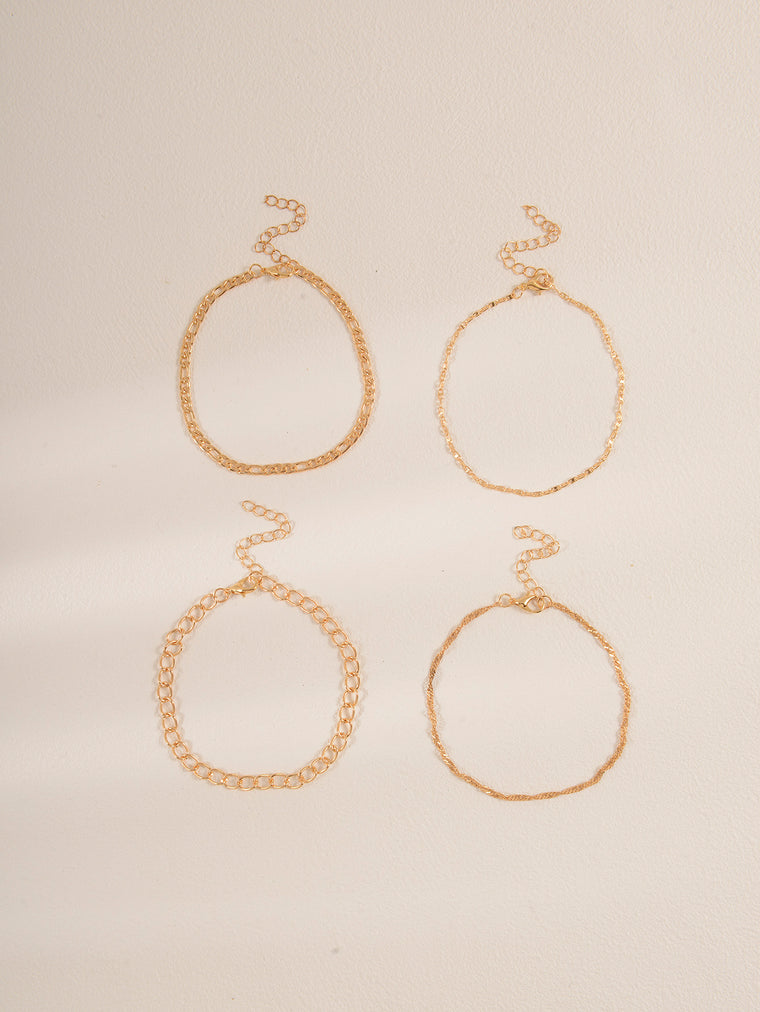 Gold-Tone Link Anklet Set with zinc alloy details | JL7369-01 | image 4
