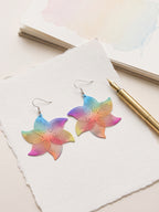 Multicolor pinwheel flower earrings in copper alloy | ERA425-02 | image 4