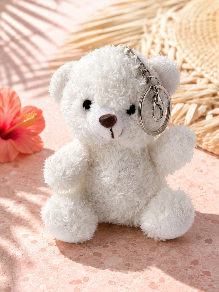 White sitting bear plush keychain accessory | KCA075-01 | image 4