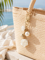 Gold-tone rose heart keychain with pearl accent | KCA074-01 | image 4