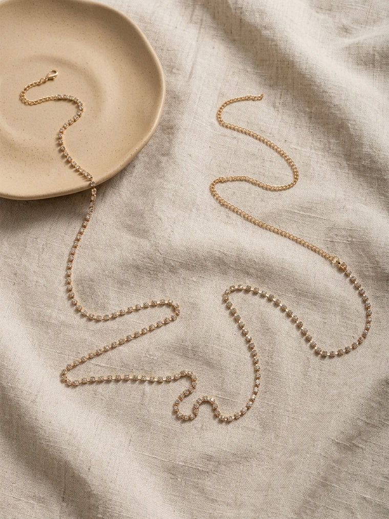 Gold-Tone Prong-Set Zircon Waist Chain with synthetic zircon details | BCN0281-01 | image 4