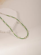 Green Heart Beaded Necklace with glass details | NA560-02 | image 4