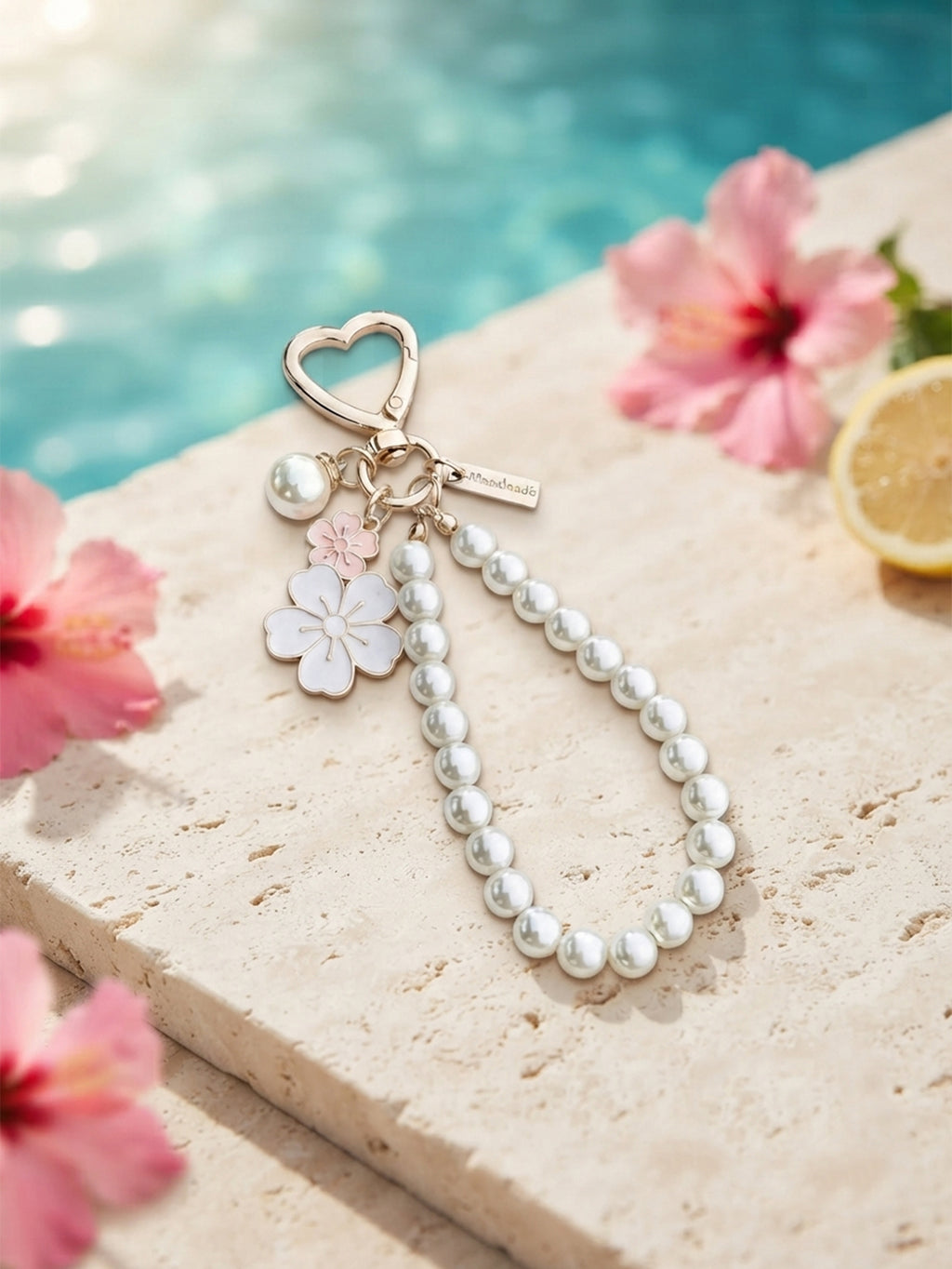 Petal bow keychain with decorative beads | KCA056-04 | image 4