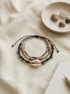 Brown braided three-piece bracelet set with adjustable pull cords | BRA591-01 | image 4