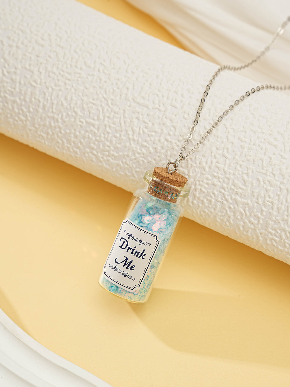 Blue Glass Bottle Pendant Necklace with glass details | NA910-01 | image 4