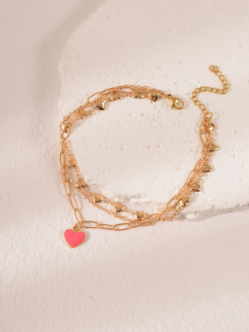 Pink Heart Layered Anklet with zinc alloy details | JL7377-01 | image 4