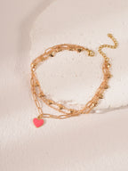 Pink Heart Layered Anklet with zinc alloy details | JL7377-01 | image 4