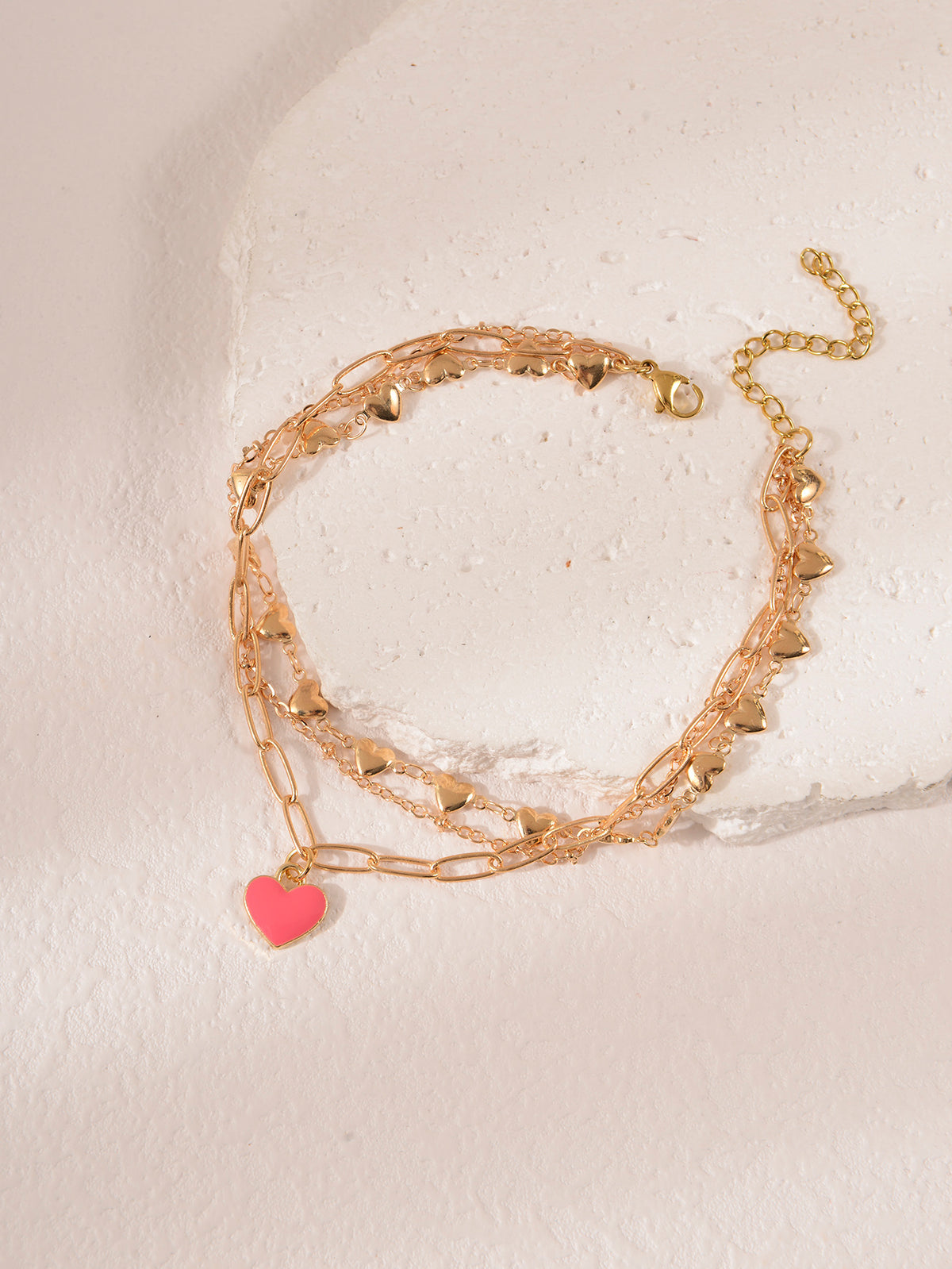 Pink Heart Layered Anklet with zinc alloy details | JL7377-01 | image 4