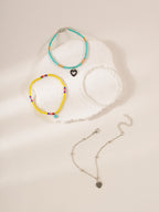 Beaded Heart Charm Anklet Set with plastic details | JL7210-01 | image 4