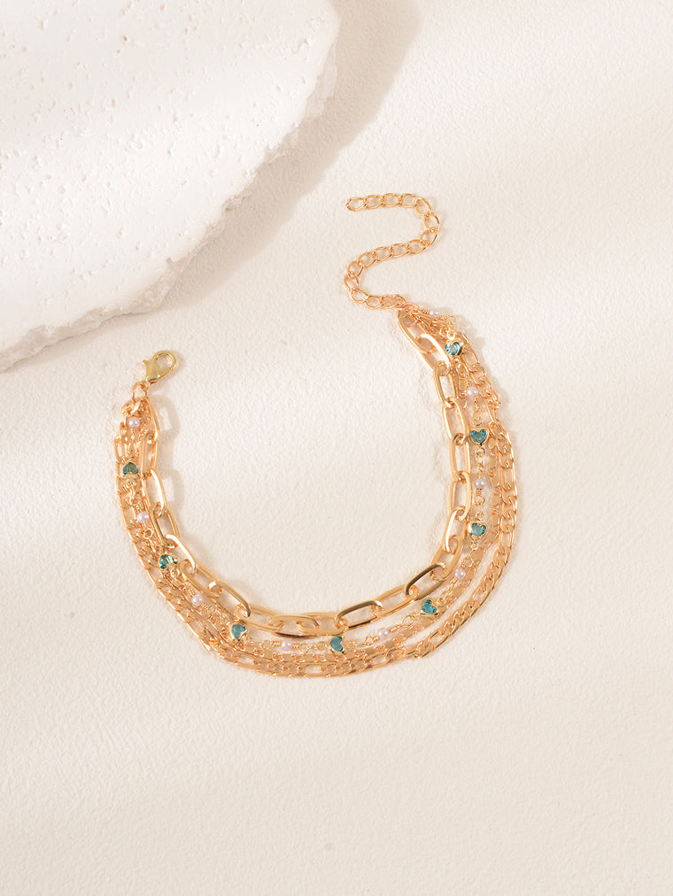 Gold-Tone Multi-Layer Chain Anklet with zinc alloy details | JL7325-01 | image 4