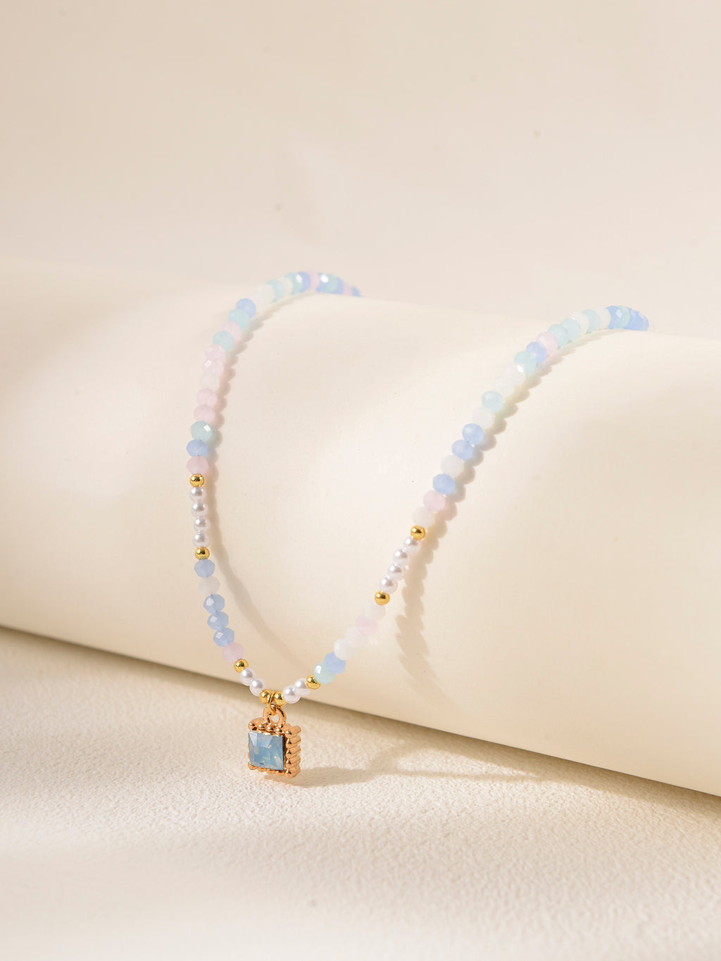 Blue Purple Faux Crystal Necklace with imitation crystal details | NA561-03 | image 4
