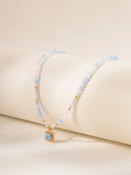 Blue Purple Faux Crystal Necklace with imitation crystal details | NA561-03 | image 4