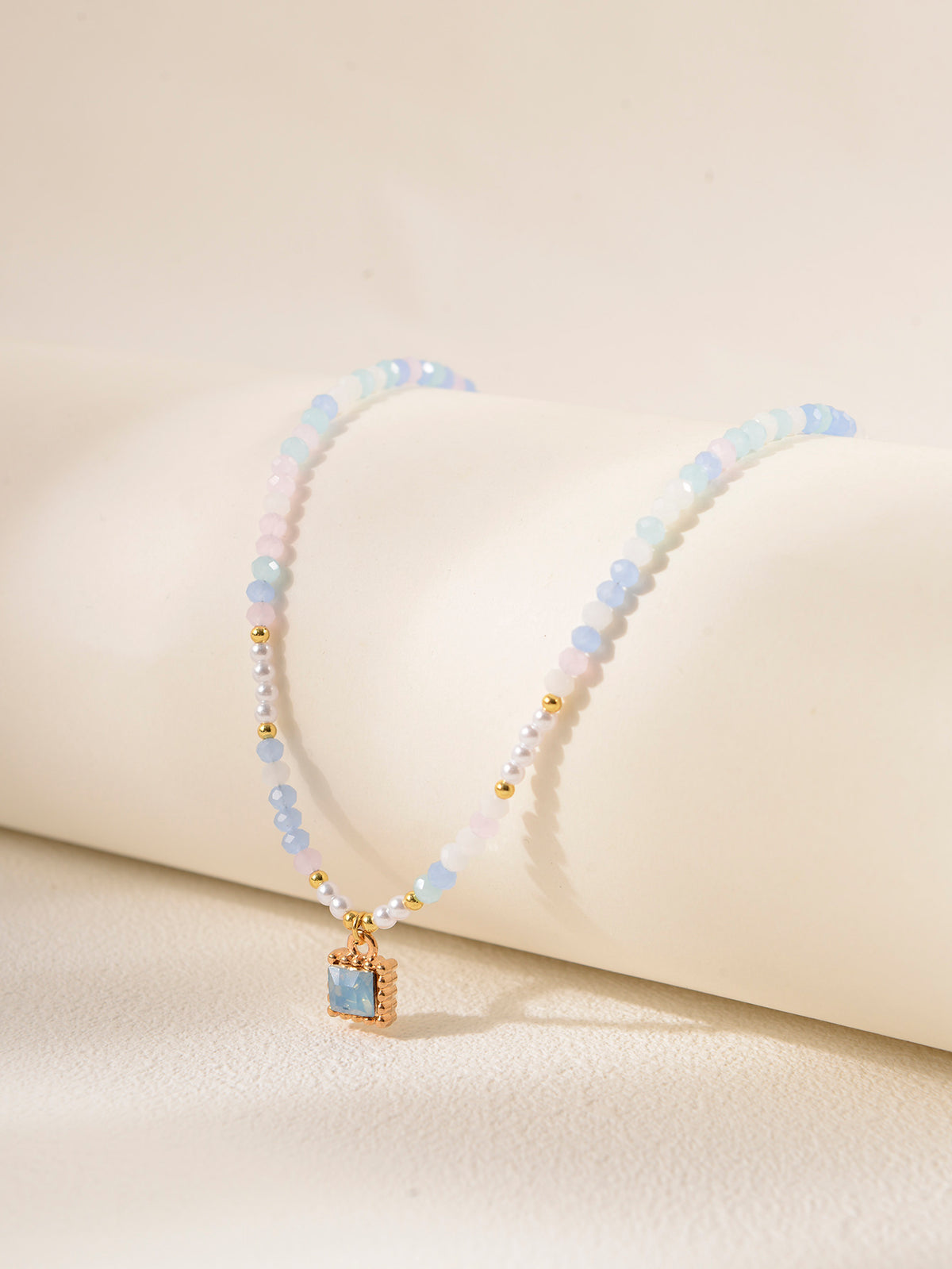 Blue Purple Faux Crystal Necklace with imitation crystal details | NA561-03 | image 4