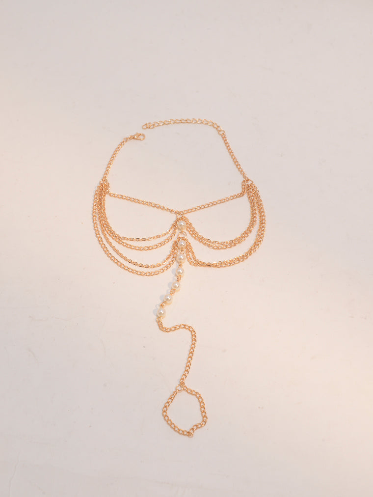 Faux Pearl Toe Anklet with zinc alloy details | JL7392-01 | image 4