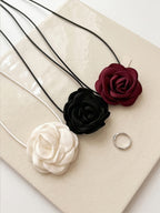 Camellia Fabric Necklace Set with polyester fabric | NA933-01 | image 4