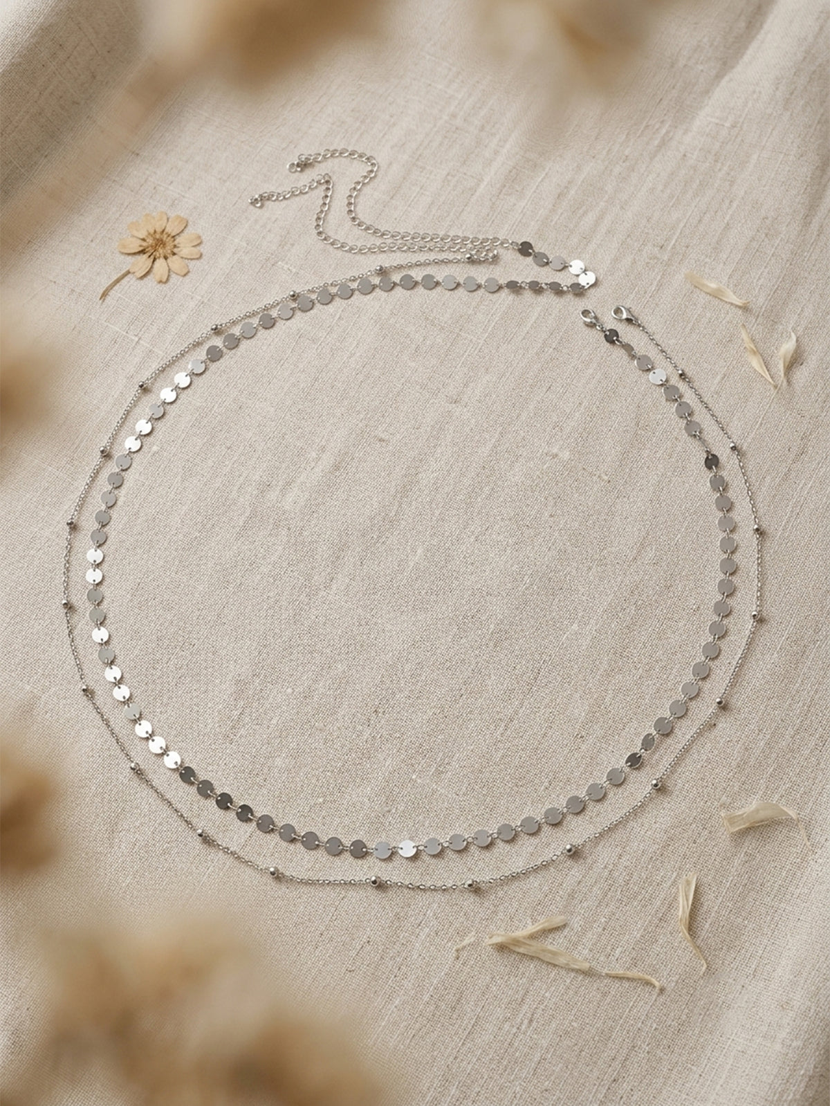 Silver-Tone Sequin Bead Waist Chain Set with stainless-steel details | BCN0826-01 | image 4