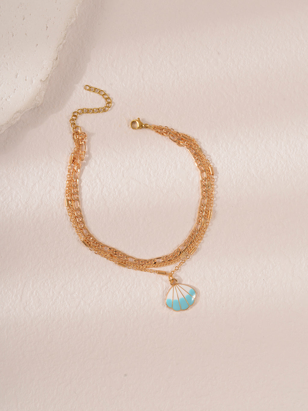 Blue Ombre Shell Layered Anklet with zinc alloy details | JL7380-01 | image 4