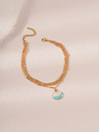 Blue Ombre Shell Layered Anklet with zinc alloy details | JL7380-01 | image 4