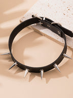 Black Fang Leather Choker with leather | N3976-01 | image 4