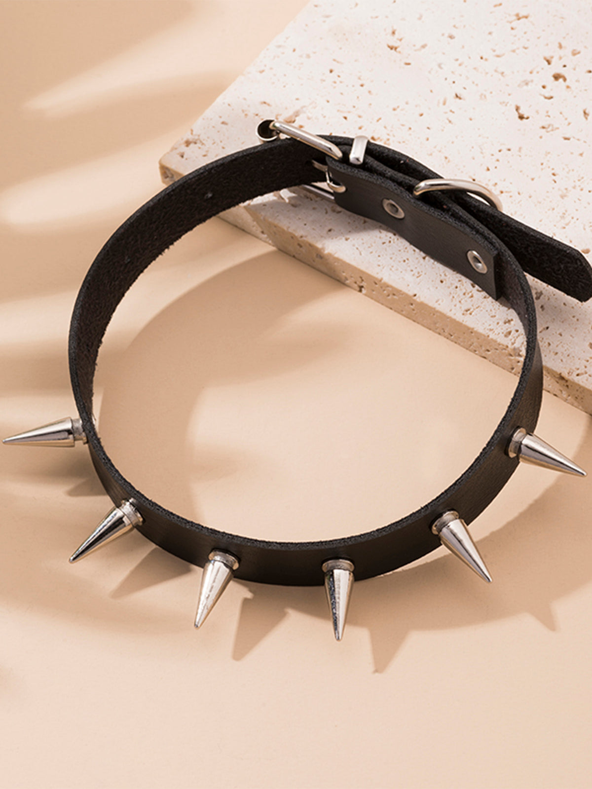 Black Fang Leather Choker with leather | N3976-01 | image 4