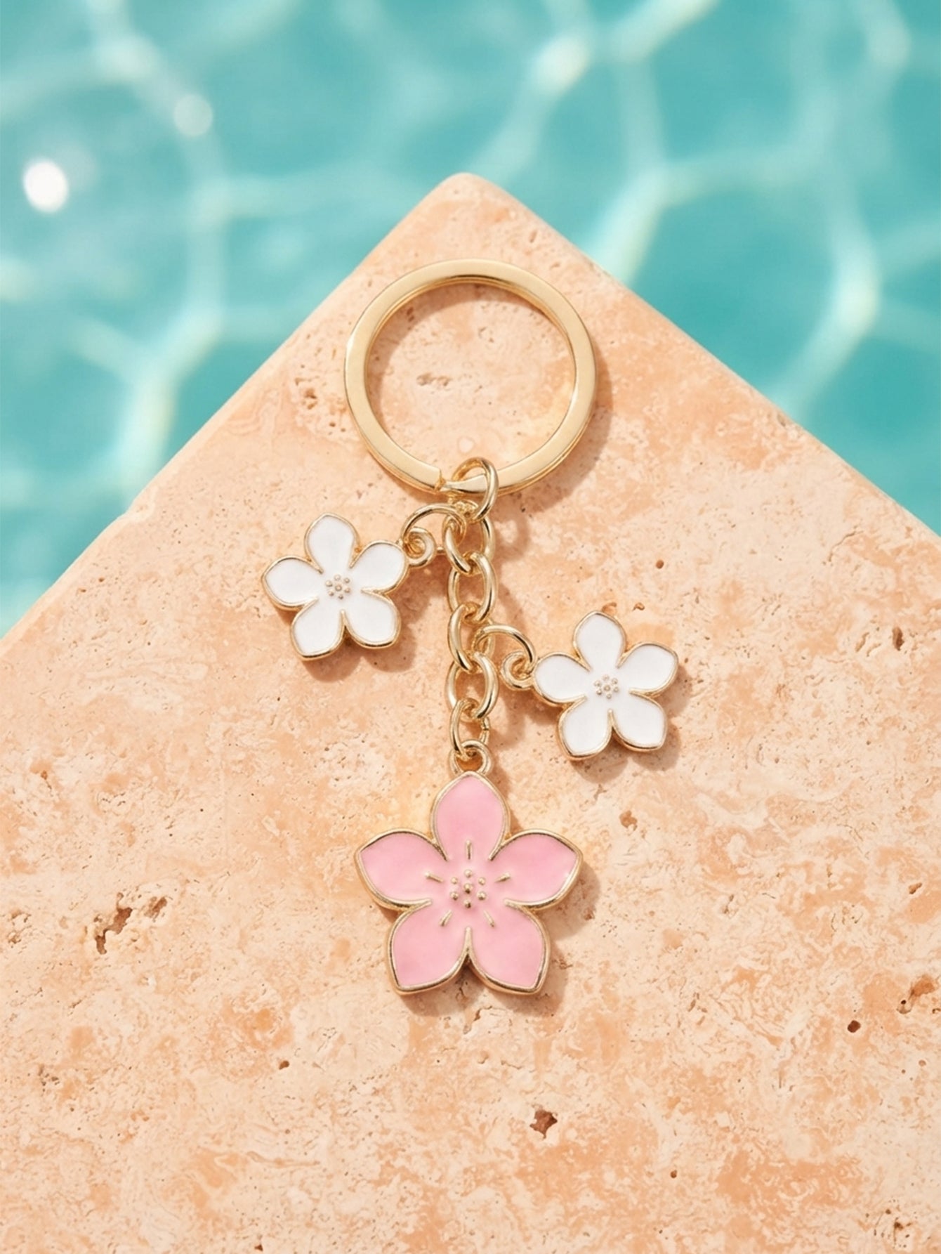 Pink and white cherry blossom keychain | KCA070-07 | image 4