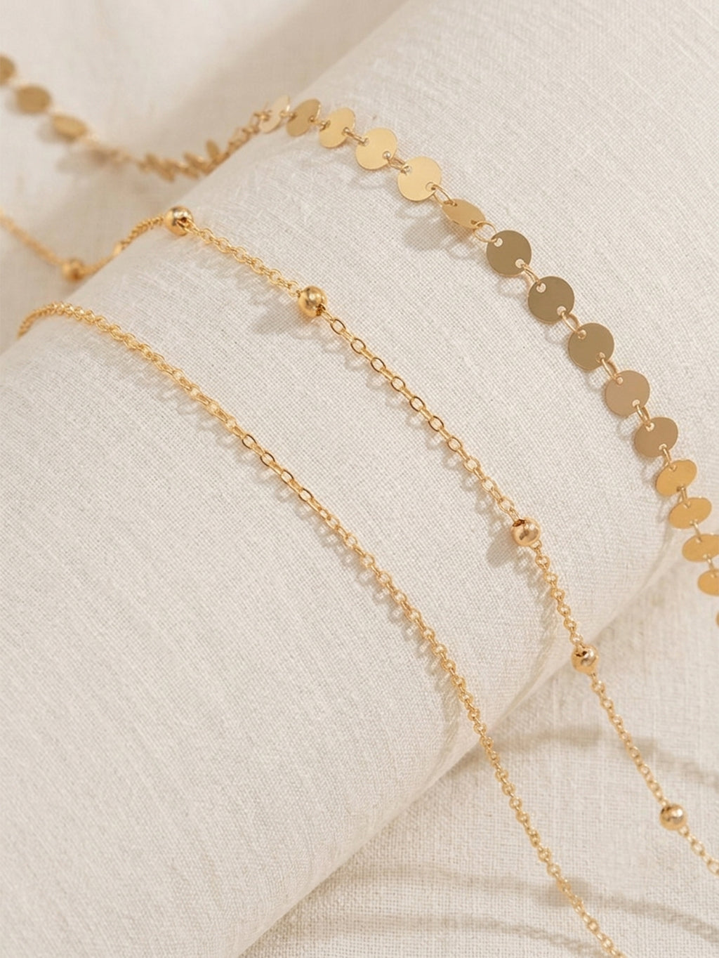 Gold-Tone Triple-Layer Sequin Waist Chain Set with zinc-alloy details | BCN0827-01 | image 4