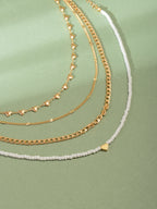 White Seed Bead Heart Layered Necklace with zinc-alloy hardware | NA582-01 | image 4