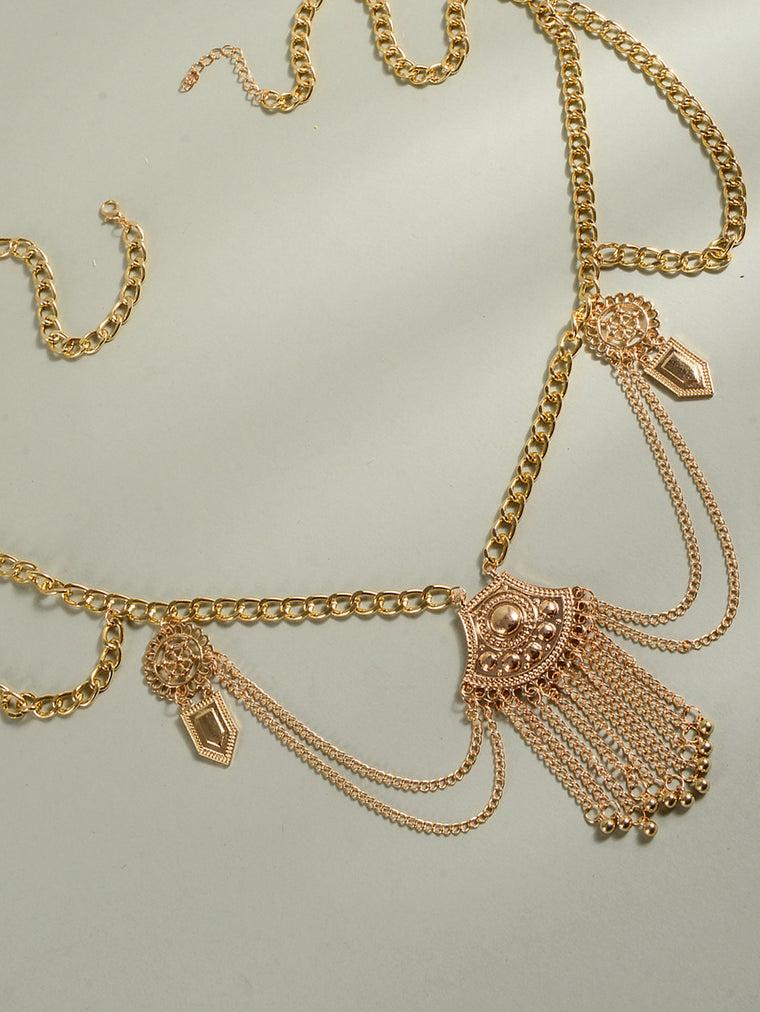 Gold-Tone Bohemian Shield Waist Chain with zinc-alloy details | BCN0252-02 | image 4