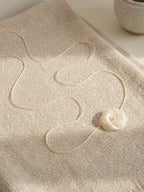Beige Faux Pearl Flower Necklace with polyester fabric | NA637-11 | image 4