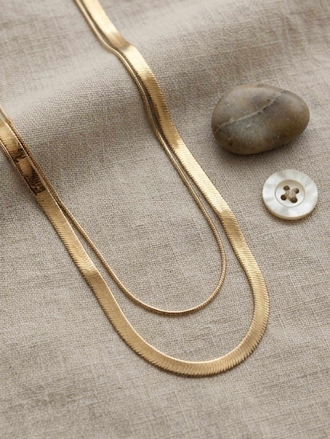 Gold-Tone Double Chain Necklace with zinc-alloy hardware | NA894-02 | image 4