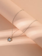 Silver-Tone Zircon Heart Necklace with zinc-alloy hardware | NA614-01 | image 4