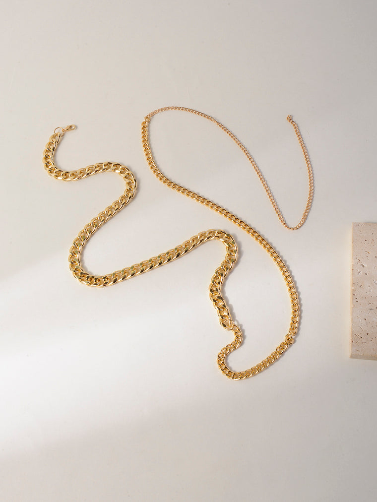 Gold-Tone Asymmetric Waist Chain with zinc-alloy details | BCN0290-01 | image 4