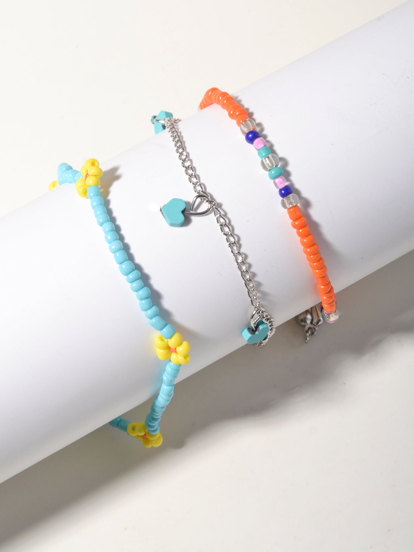 Heart Bead Chain Anklet Set with zinc alloy details | JL7225-01 | image 4