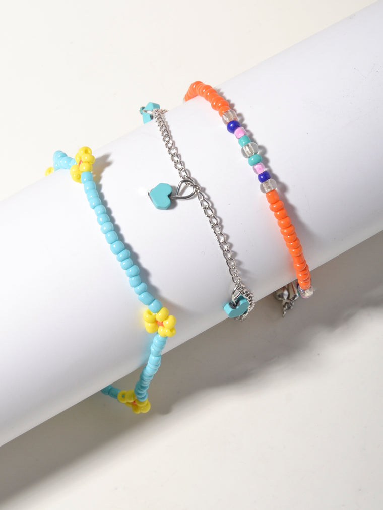 Heart Bead Chain Anklet Set with zinc alloy details | JL7225-01 | image 4