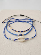Navy braided three-piece bracelet set with adjustable pull cords | BRA577-01 | image 4