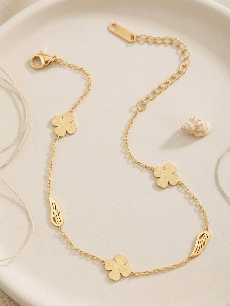 Four-Leaf Clover Wing Anklet with stainless steel details | JL7434-01 | image 4