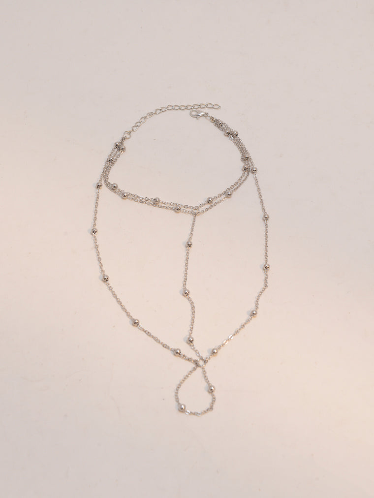 Silver-Tone Beaded Toe Anklet with zinc alloy details | JL7391-02 | image 4